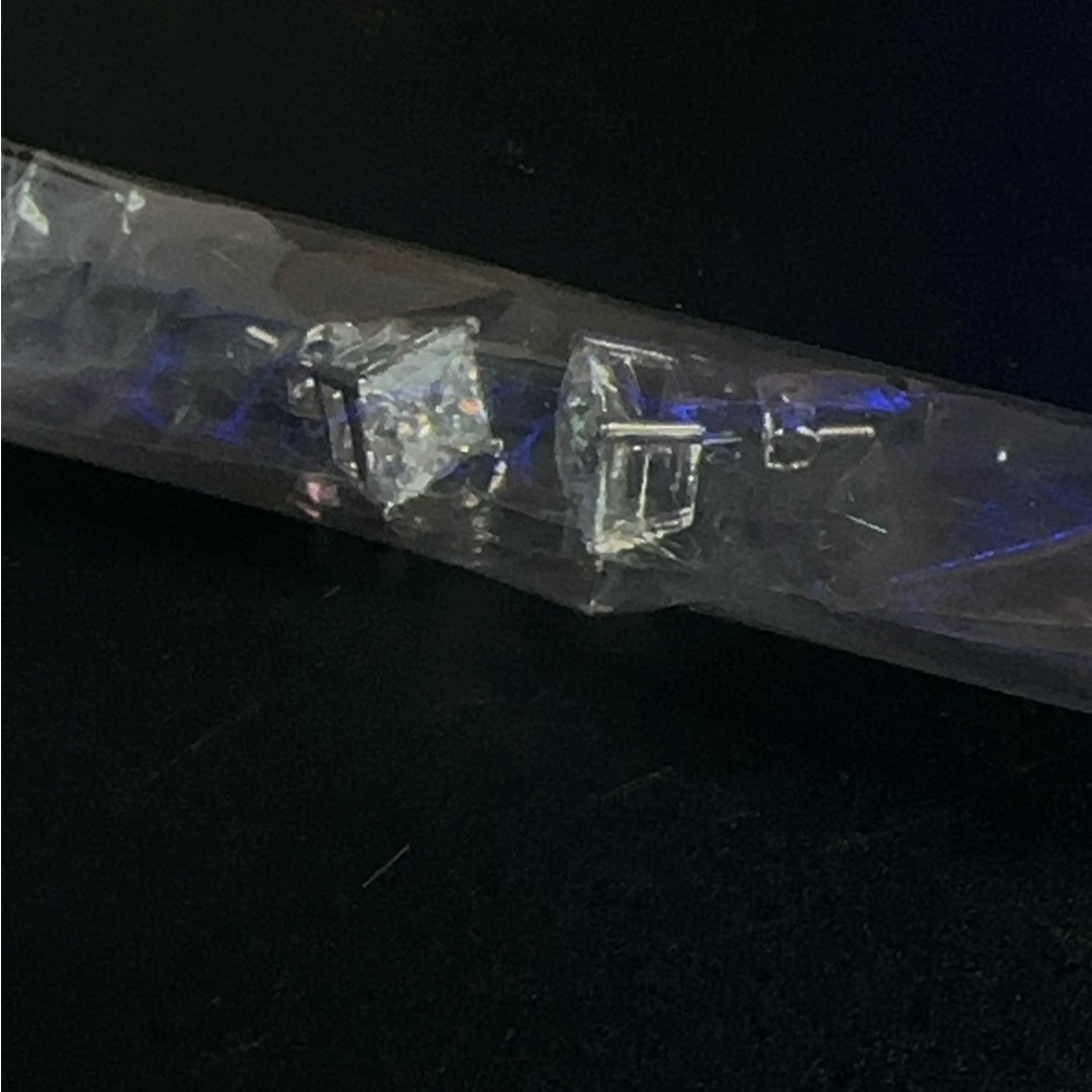 Silver Square Moissanite Earrings
